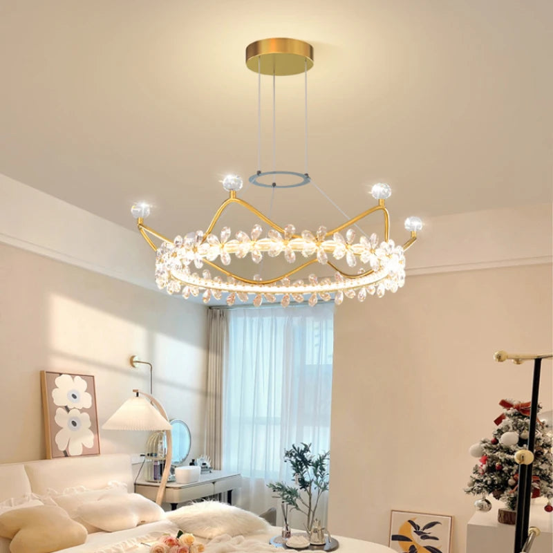 lustre en cristal couronne d'or pour décoration enfant étoile luxueuse - vue 3 sur 14