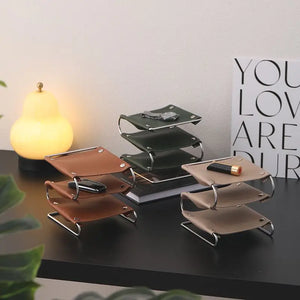 multifunctional leather and stainless steel storage rack