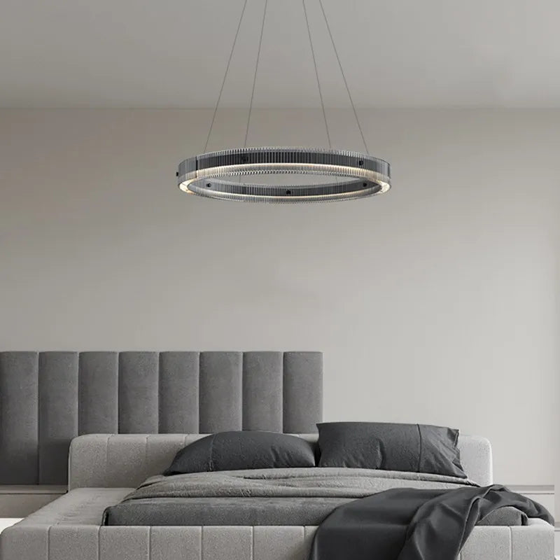 lustre led en anneau design nordique style italien moderne - vue 4 sur 9