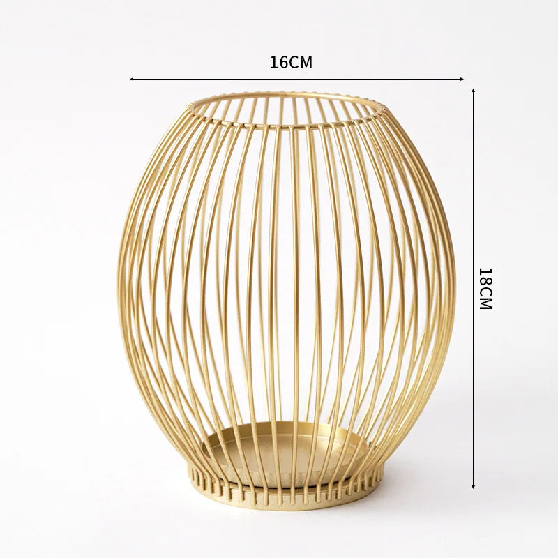 European Metal Lantern Candlestick,Arts and crafts ornaments,Gold Black Candle Holder,Home Decoration - vue 8 sur 11
