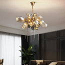 lustre moderne en acier inoxydable et cristal avec led intégrée