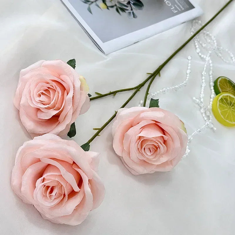 branches de roses artificielles en soie pour décoration élégante - vue 9 sur 40