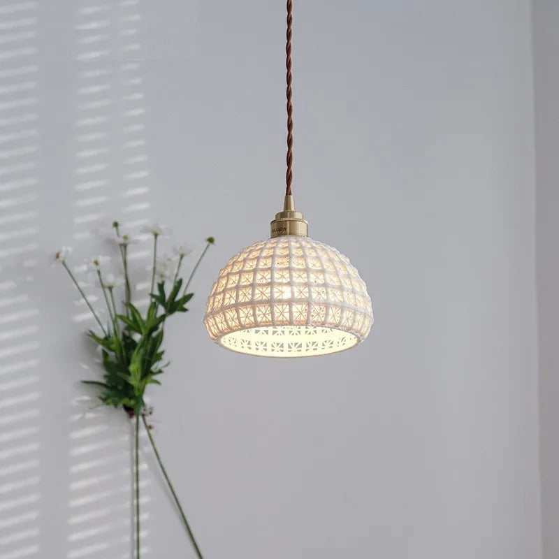 suspension loft vintage en céramique nordique led - vue 4 sur 6
