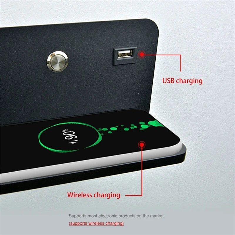 applique murale led moderne avec usb et chargement sans fil - vue 5 sur 10