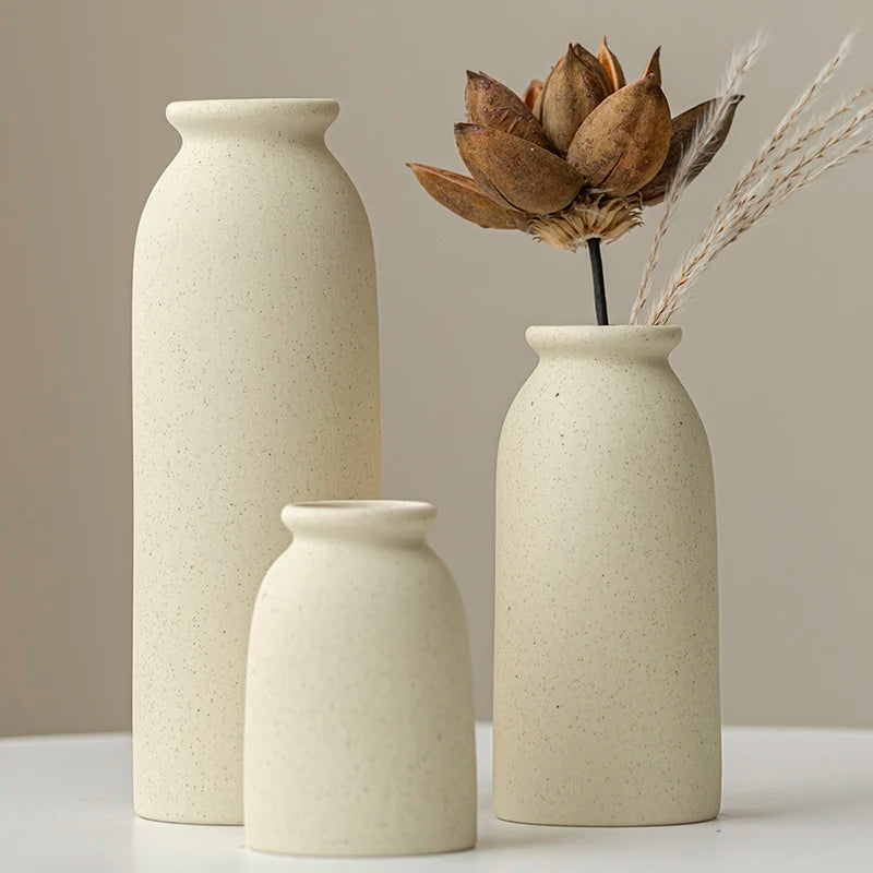 Ceramic Vase,Small Vases for Decor,Set 3 Modern Boho Vases for Flower Pampas,Fit for Living Room Desk Shelf Decor - vue 7 sur 10