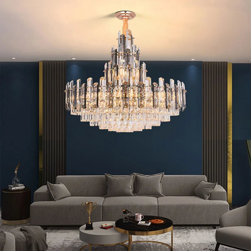 lustre suspendu en cristal à intensité variable design moderne