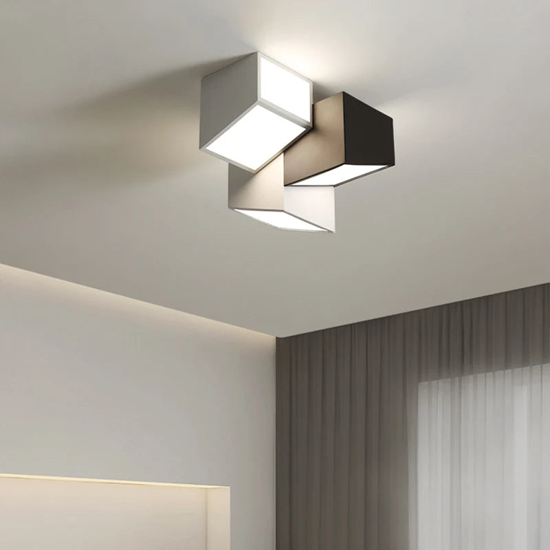 plafonnier géométrique minimaliste moderne simple combinaison lampe d'entrée - vue 4 sur 8