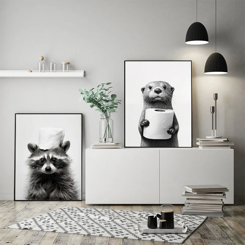 affiche amusante danimaux mignons pour décoration murale