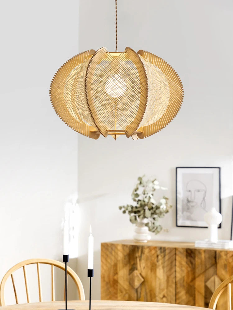 lustre moderne en corde de chanvre japonais pour décoration intérieure - vue 4 sur 9