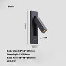LED Brass Black Wall Lamp Wall Light Wall Sconce Wall Mounted Reading Light with Switch and USB Port, Rotatable For Bedroom