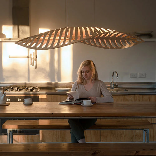 Minimalist nordic wabi sabi wooden chandelier for restaurants and bars