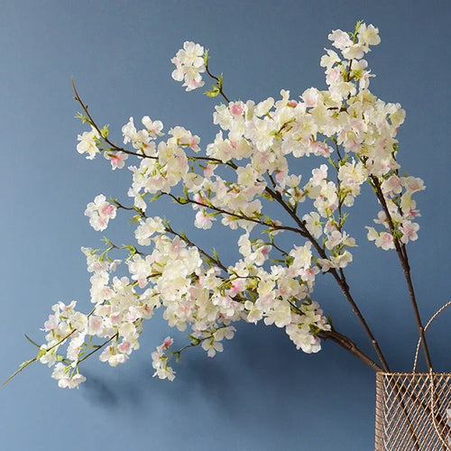 Artificial Cherry Blossom Branches, Silk, Pink, White, Fake Plant, Living Room, Home, Wedding Arch, DIY Decorative Floral, 109cm - vue 2 sur 7
