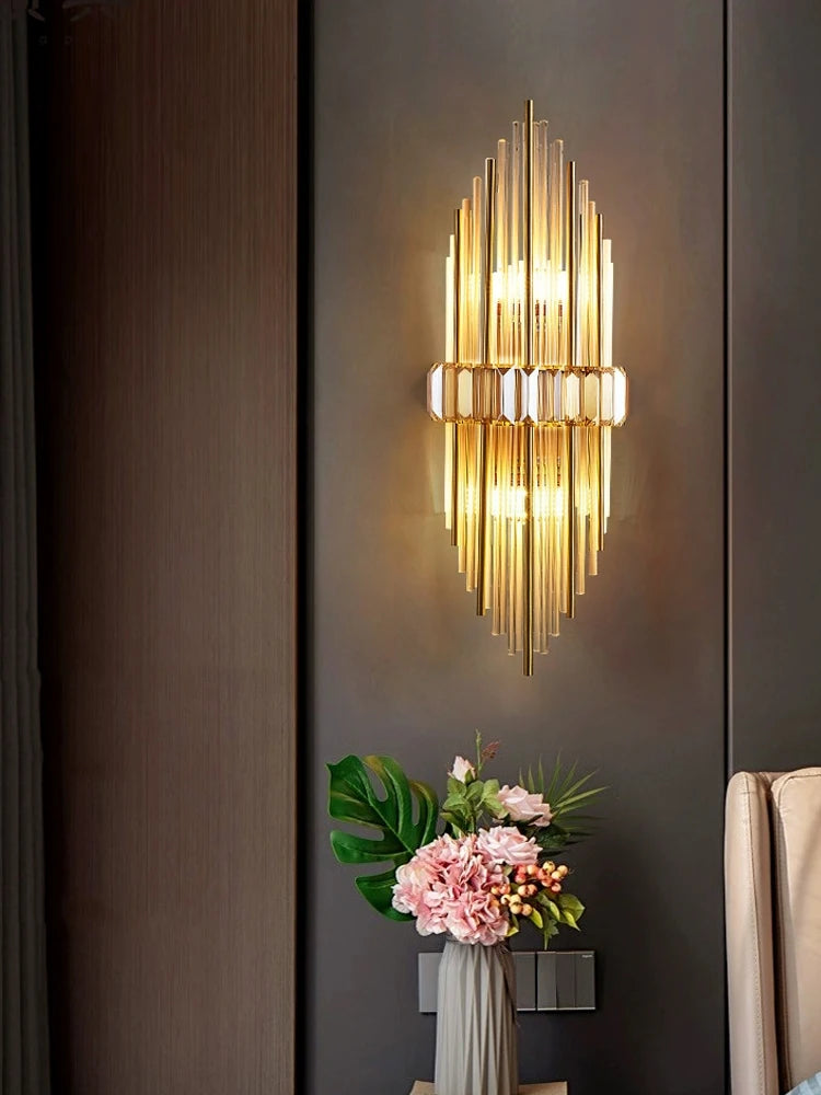 applique murale moderne en acier inoxydable et cristal décoratif - vue 4 sur 14