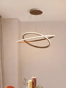 lustre led design moderne en bois anneau décoration rétro