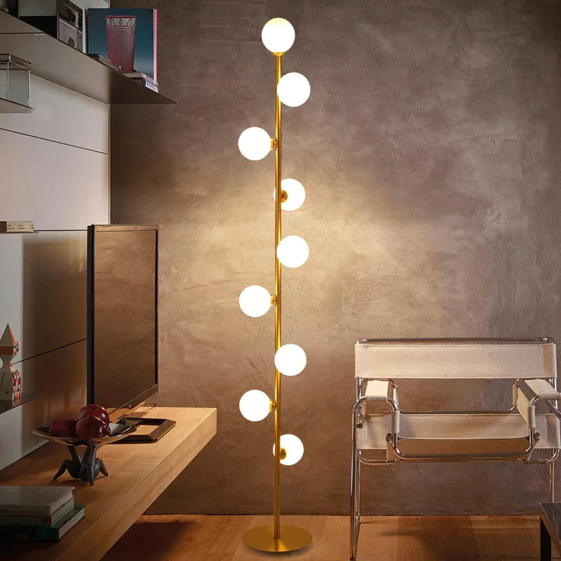 lampadaire moderne en verre doré pour décoration intérieure nordique - vue 4 sur 6