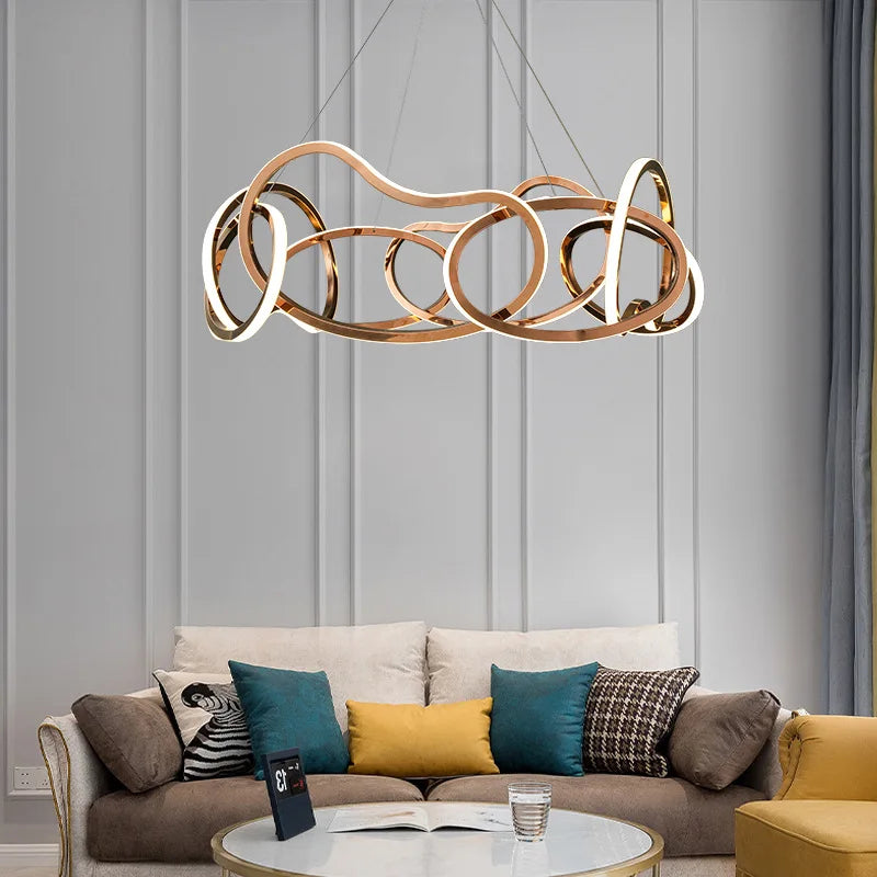 lustre moderne 	 avec lampes led suspendues en silicone - vue 4 sur 16