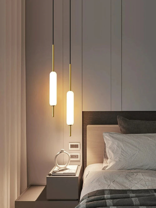 Minimalist nordic double head metal and glass pendant light - vue 2 sur 10