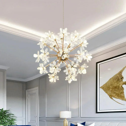 lustre moderne en cristal led pissenlit boule ronde suspension
