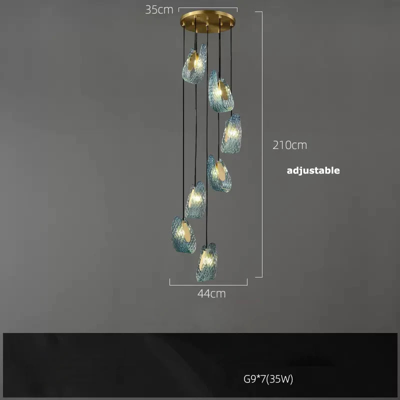 lustre led art deco verre bleu - vue 17 sur 21