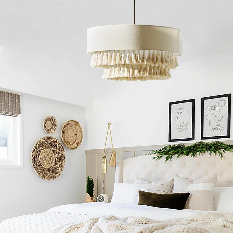 lustre en tissu style bohème wabi sabi mode japonaise - vue 4 sur 9