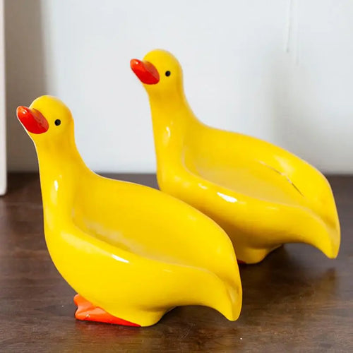 porte-savon en céramique canard design auto-drainant pour salle de bain - vue 5 sur 8
