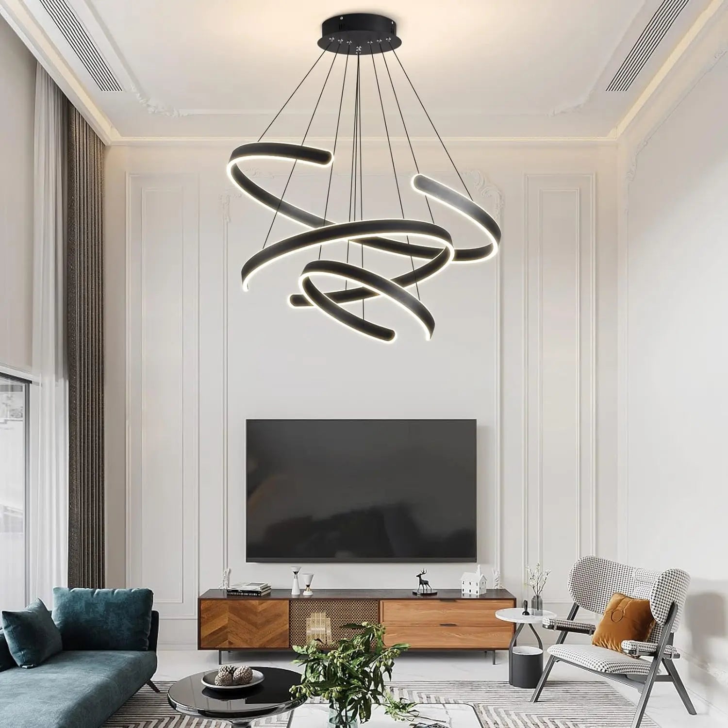 Minimalist open ring LED chandelier - vue 4 sur 5