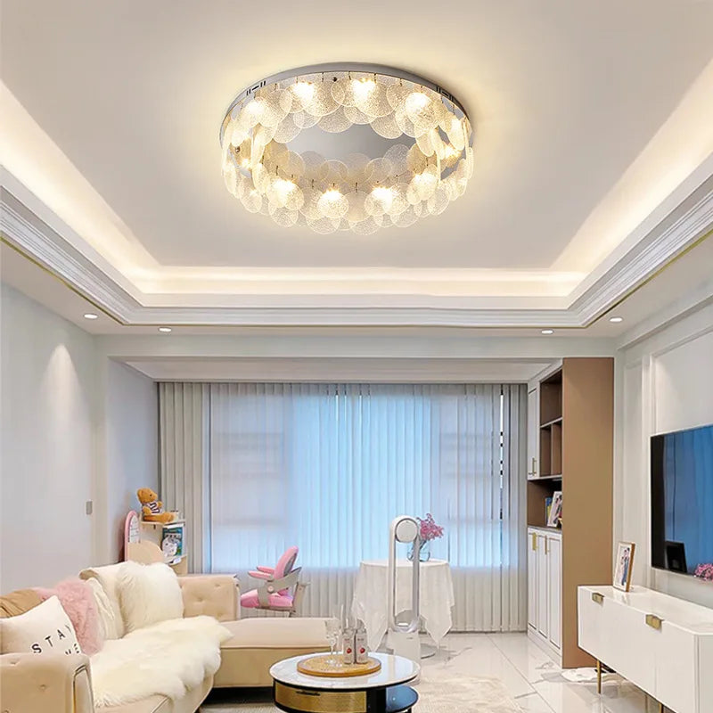 Plafonnier Led rond en verre et cristal - vue 6 sur 10