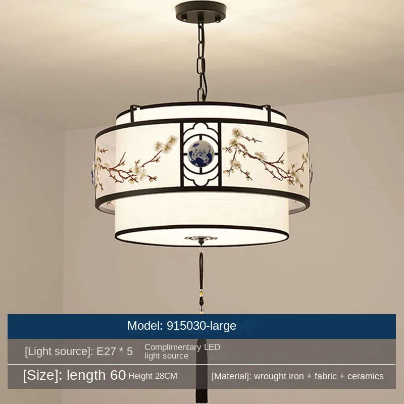 lustre rétro rond pour restaurant chinois lampe suspendue créative nouvelle collection - vue 7 sur 9