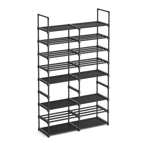 SONGMICS Adjustable Shoe Rack, 8-Tier Shoe Organizer, Shoe Storage Shelf, Steel Tubes and Non-Woven Fabric, Holds up to 32 Pairs