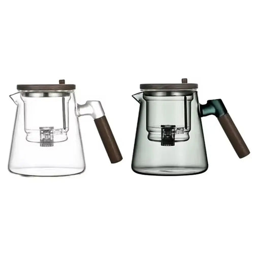 Theiere verre pression kungfu paresseux poignee bois infuseur