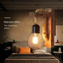 Vintage industrial loft wooden wall light with hemp rope