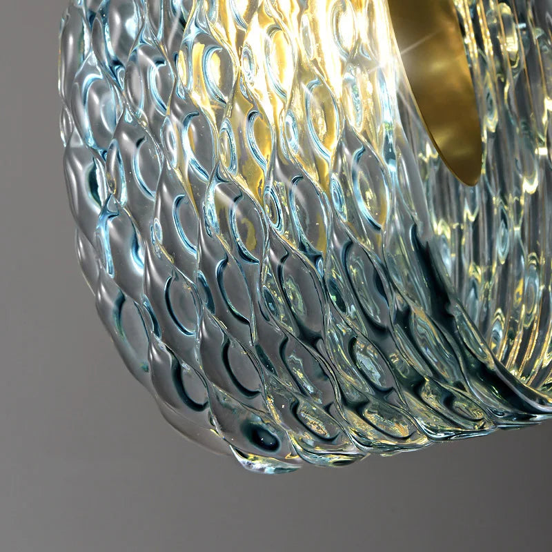 suspension moderne en verre avec motif floral - vue 6 sur 8