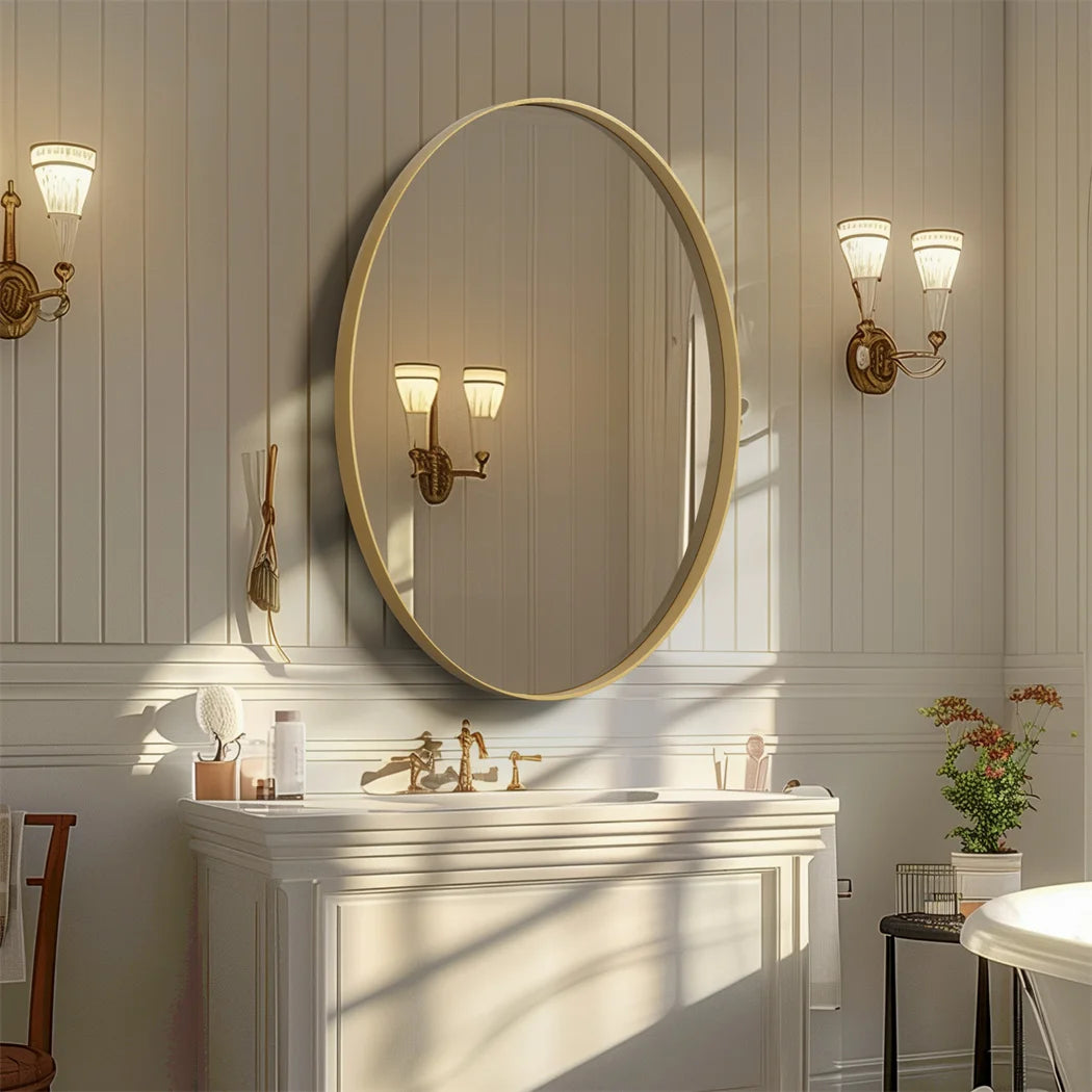 miroir doré brossé avec cadre en métal décoratif - vue 4 sur 6