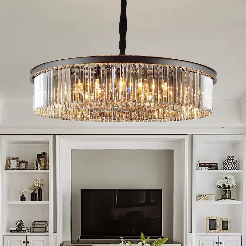 Lustre en cristal LED moderne américain salon salle à manger Villa suspension chambre plafond suspension lampe décor à la maison Lustre