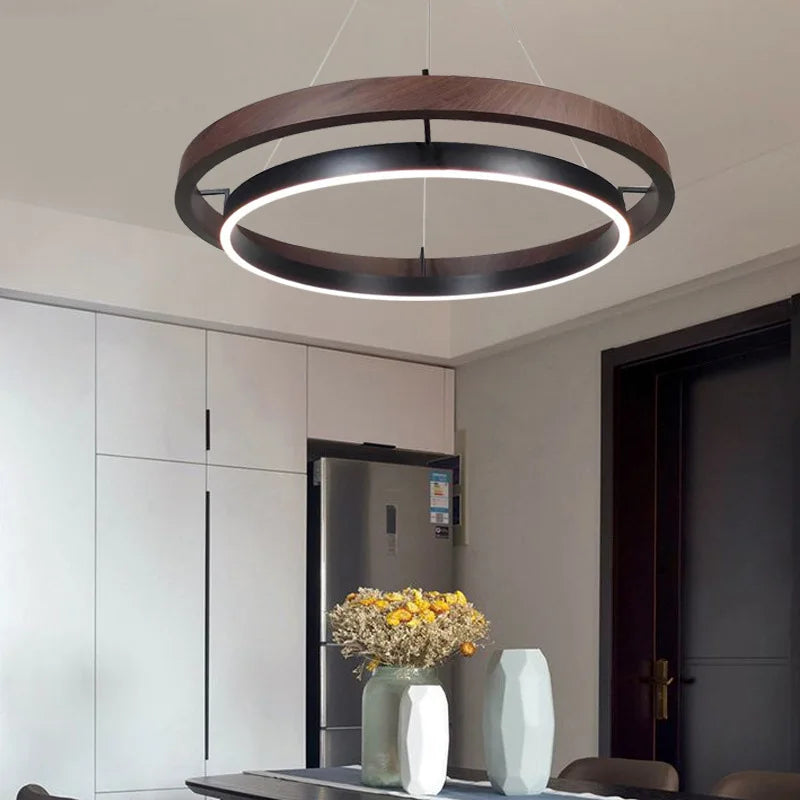 suspension luminaire bois grain rond créatif minimaliste