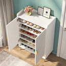 Tribesigns 7-Tier Shoe Cabinet with Doors, Shoe Storage Cabinet with Adjustable Shelves, Wooden Shoes Rack Shoe Storage