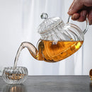 théière verre citrouille rayée filtre floral résistante chaleur