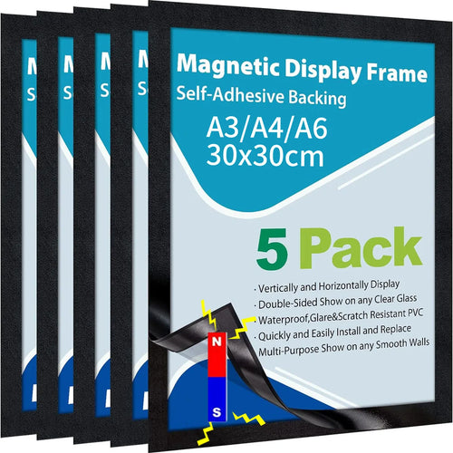 5Pack Magnet Picture Frame Children Art Picture Holder Wall Photo Organizer Display for Home Office Advertise,A3/A4/A6/30x30cm - vue 2 sur 9