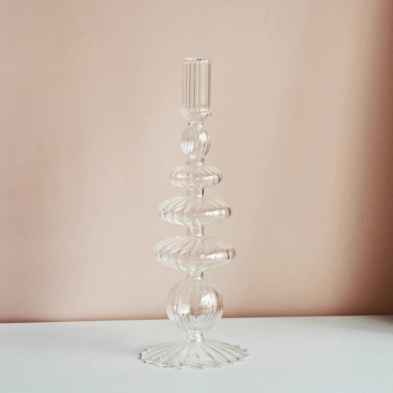 bougeoir en verre transparent décoration intérieure moderne nordique - vue 16 sur 31