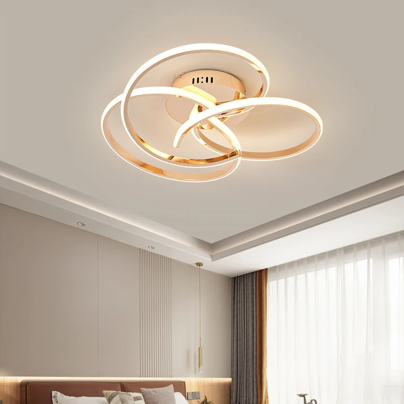 plafonnier moderne à LEDs lumières pour salon chambre étude salle éclairage intérieur Chrome/plaqué or - vue 6 sur 12