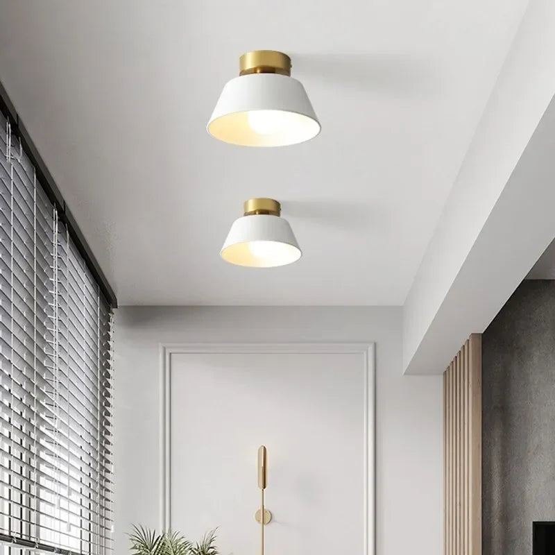 plafonnier led rétro en fer rond avec abat-jour
