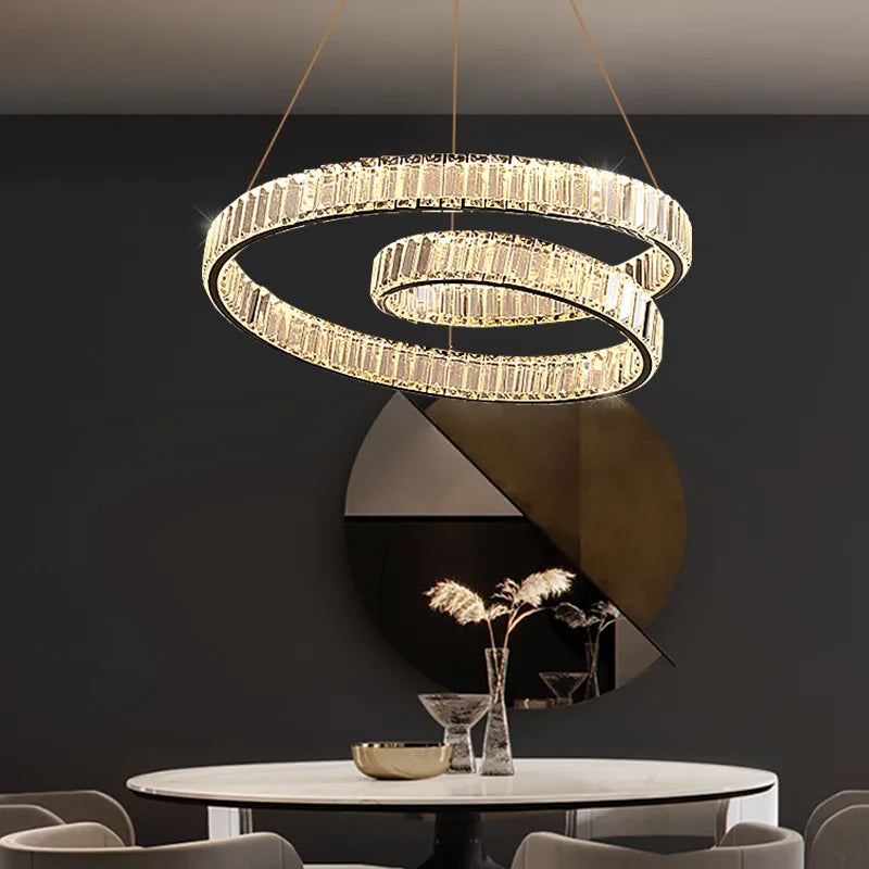 lustre cristal led luxe deco suspension - vue 4 sur 12