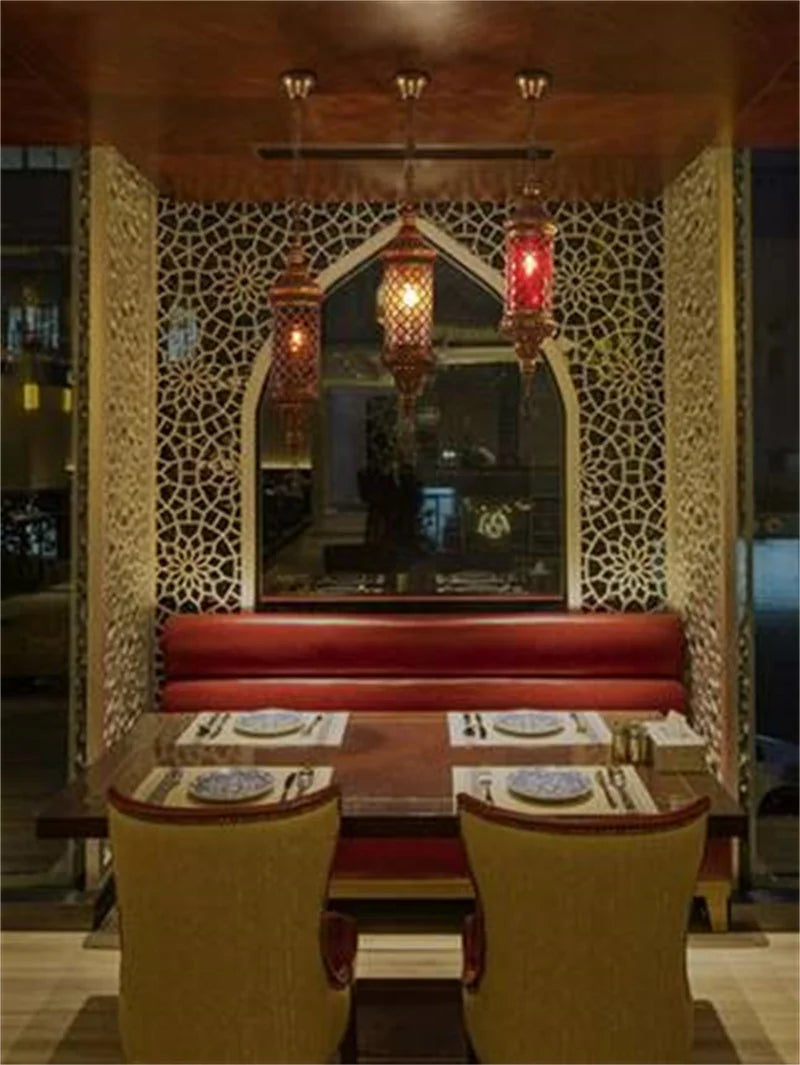lustre industriel rétro en fer et verre coloré pour établissements asiatiques - vue 5 sur 14
