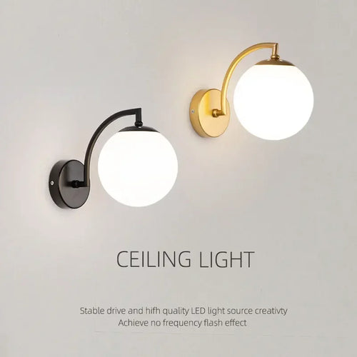 Nordic minimalist glass ball wall light for home - vue 6 sur 10