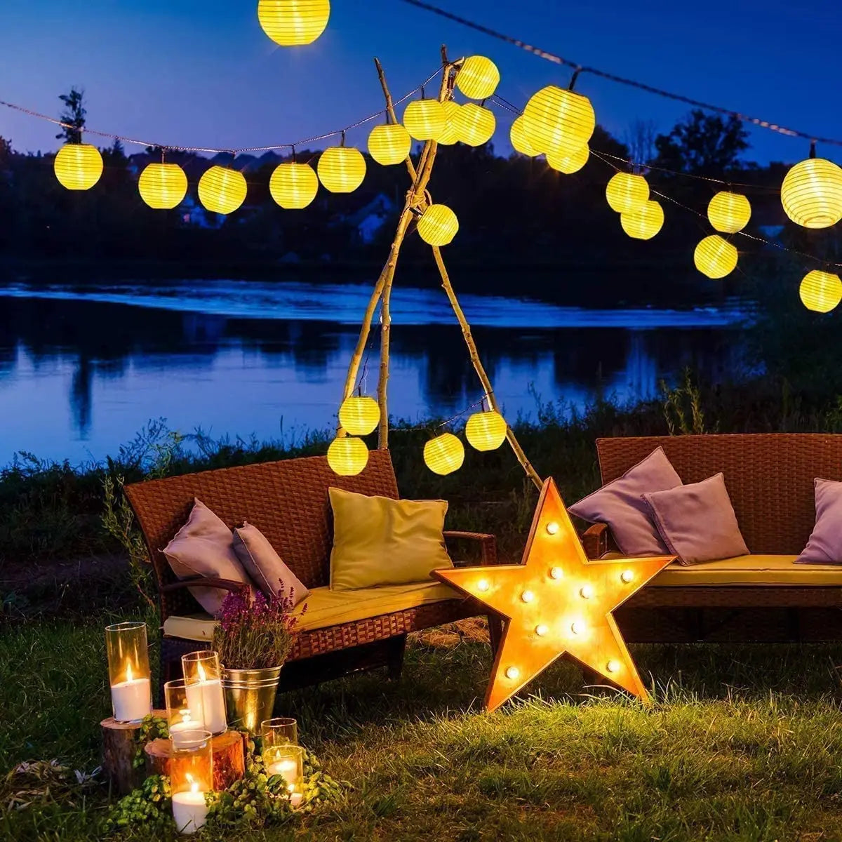 guirlande lumineuse solaire led pour décorations d'extérieur festive - vue 4 sur 7