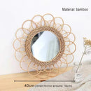 Nordic Style Straw Rattan Wall Decor, Round Rattan Mirror, Decoration Mirror