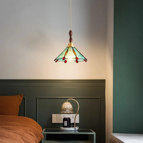 lustre rétro en cuivre et verre pour intérieur élégant - vue 2 sur 14