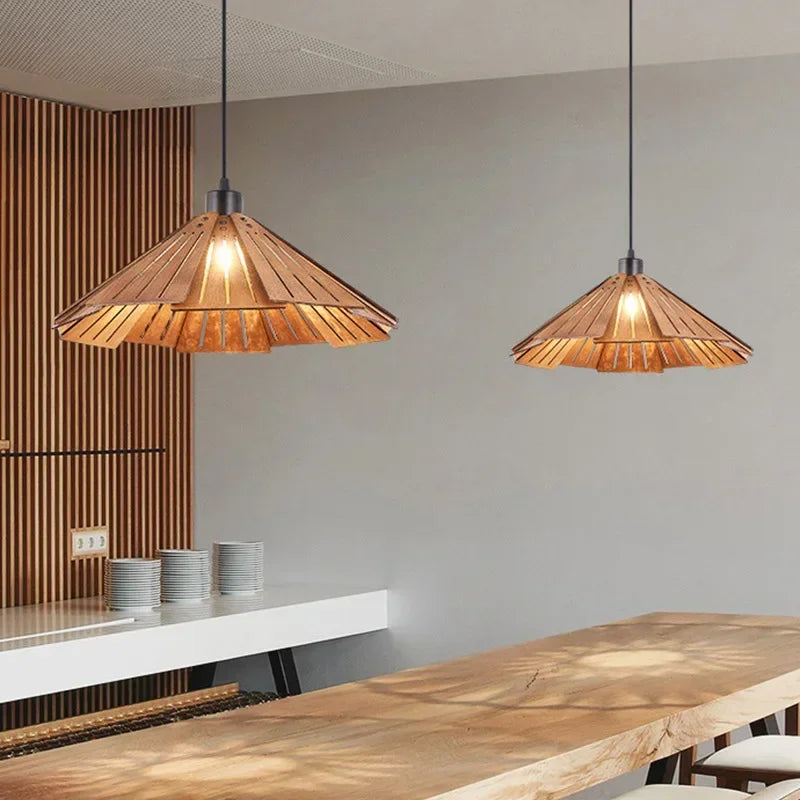lustre minimaliste en bois de noyer pour intérieur vintage moderne