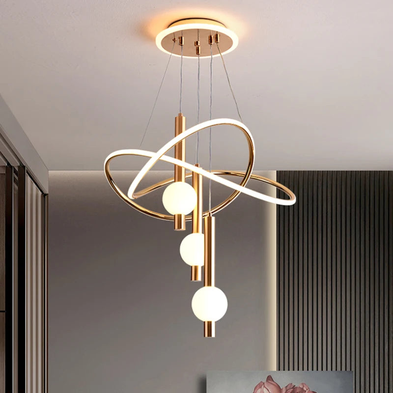 lustre moderne léger avec éclairage led pour intérieur - vue 2 sur 9
