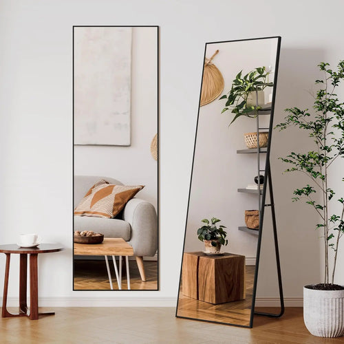 Full Length Mirror Standing Hanging or Leaning Against Wall Large Bedroom Floor Mirror Dressing, Aluminum Alloy Frame 162cm - vue 5 sur 11